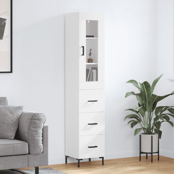 vidaXL Highboard White 34.5x34x180 cm Engineered Wood