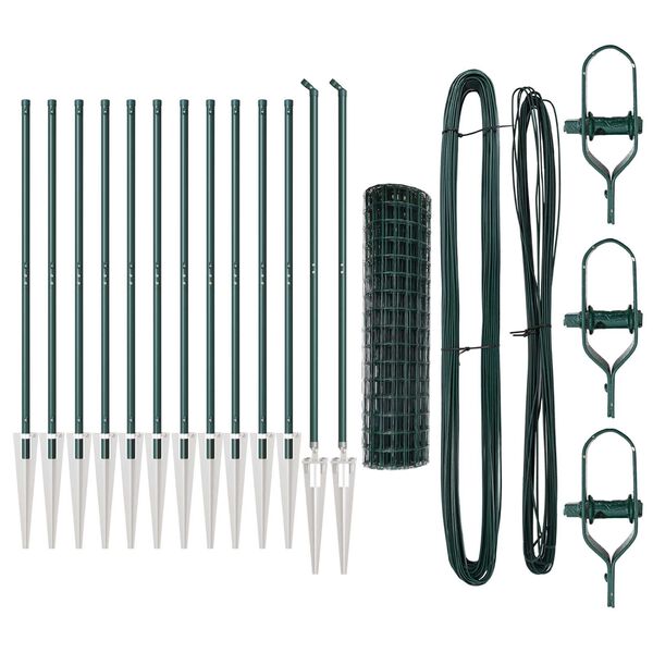 vidaXL Fence with Posts Green 1 x 25 m Steel