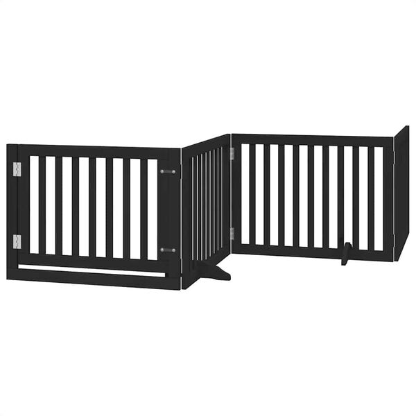 vidaXL Dog Gate with Door Foldable 6 Panels Black 480 cm Poplar Wood