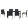 vidaXL Garden Dining Set 7 pcs Black Powder-coated Steel
