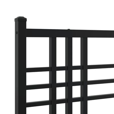 vidaXL Metal Bed Frame with Headboard and Footboard Black 183x213 cm
