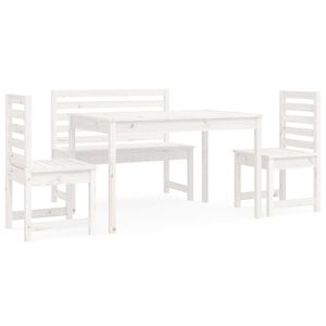 vidaXL 4 Piece Garden Dining Set White Solid Wood Pine