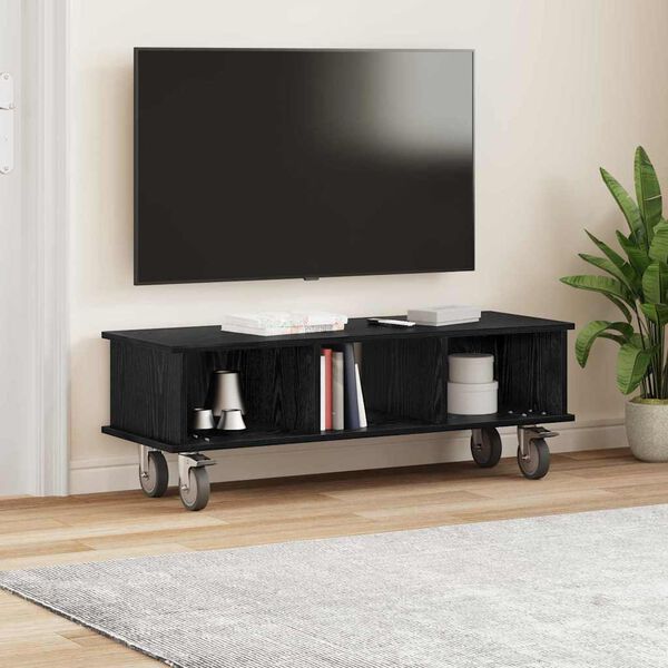vidaXL TV Stand Black Oak 100 x 35 x 35 cm Engineered Wood