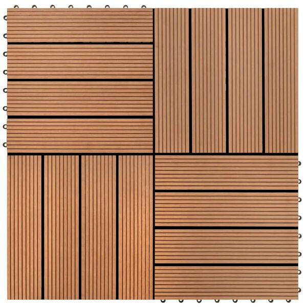 Grey 11 pcs 30 x 30 cm Decking Tiles WPC 1 sqm