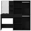 vidaXL LED Dressing Table Set with Drawer Black Oak 140 x 40 x 140 cm