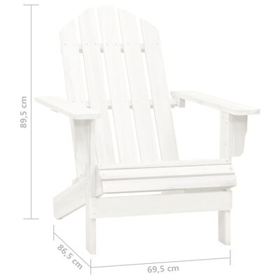 vidaXL Garden Adirondack Chair with Ottoman&Table Solid Fir Wood White