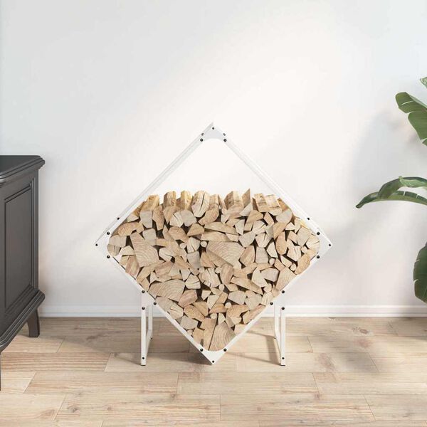 vidaXL Firewood Rack White 80x25x80 cm Cold-rolled steel