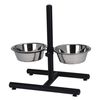 Pets Collection In Height-Adjustable Double Dog Food and Water Bowl Stainless Steel