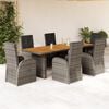 vidaXL 7 Piece Garden Dining Set with Cushions Grey Poly Rattan