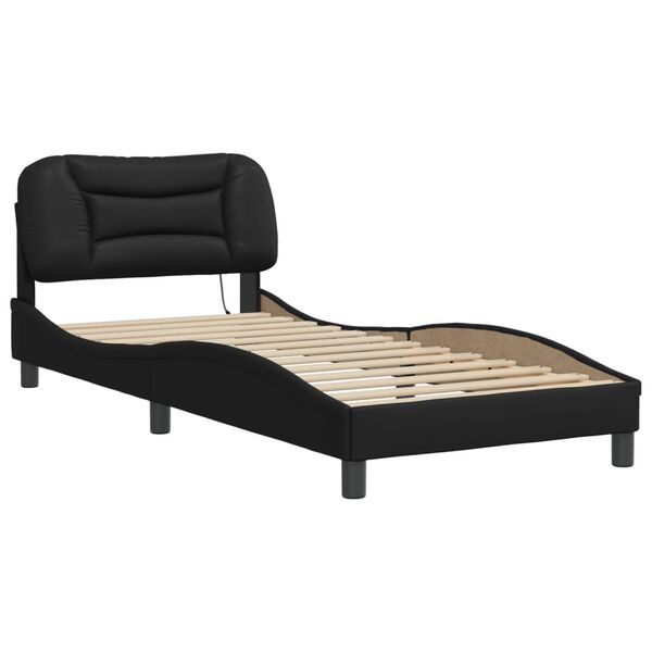 vidaXL Bed Frame with LED without Mattress "Hvar" Black 90x190 cm
