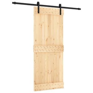 vidaXL Sliding Door Natural and Black 85 x 210 cm Solid Pine Wood
