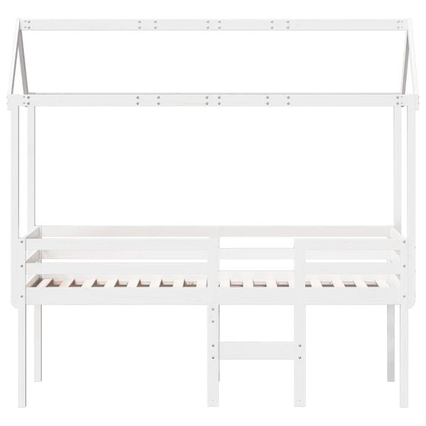 vidaXL High Sleeper Bed without Mattress White 80x200 cm Solid Wood Pine