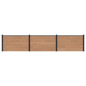 vidaXL Fence Panel 3 pcs WPC and Aluminium Brown