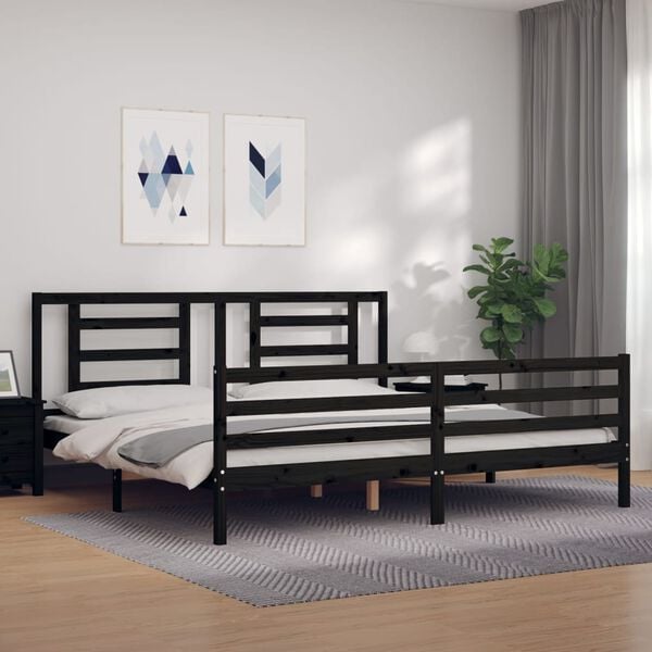 vidaXL Bed Frame without Mattress Black 200x200 cm Solid Wood