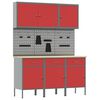 vidaXL Work Cabinet with Drawer 8 pcs Red Engineered Wood and Steel