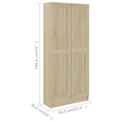 vidaXL Book Cabinet Sonoma Oak 82.5x30.5x185.5 cm Engineered Wood