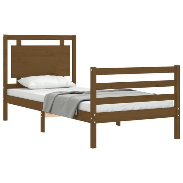 vidaXL Bed Frame without Mattress Honey Brown Single Solid Wood