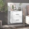 vidaXL Wall-mounted Bedside Cabinet High Gloss White