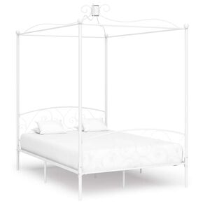 vidaXL Bed Frame without Mattress with Canopy White 140x200 cm Metal