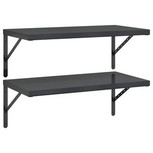 vidaXL Wall Shelves 2 pcs 75x40 cm Black Stainless Steel