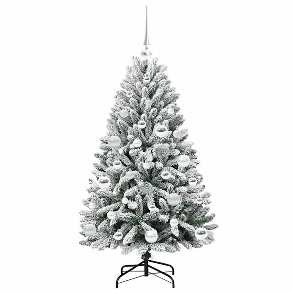 vidaXL Artificial Christmas Tree Green and White 120 cm PVC and Metal