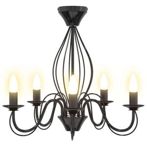 vidaXL Chandelier E14 Metal Black &Oslash; 52 x 47 cm