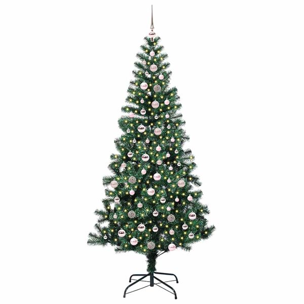 vidaXL Artificial Pre-lit Christmas Tree Green 240 cm PVC and Metal