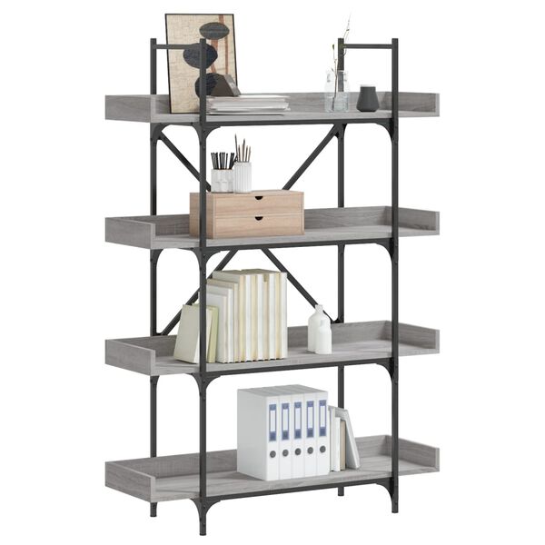 vidaXL Bookcase 4-Tier Grey Sonoma 100x33x145.5 cm Engineered Wood