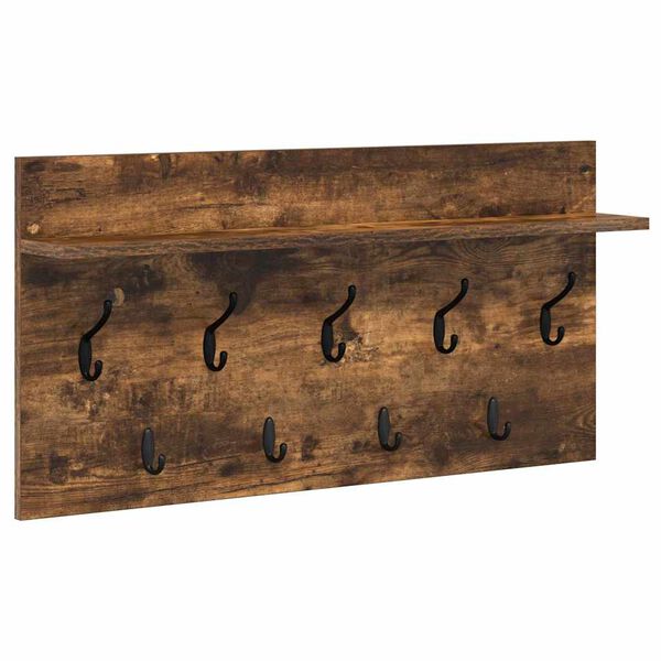 vidaXL Wall-Mounted Coat Rack with Shelf Smoked Oak 80 x 40 x 12 cm