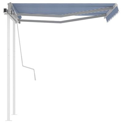 vidaXL Manual Retractable Awning with Posts 3x2.5 m Blue and White