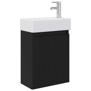 vidaXL Bathroom Vanity Unit with Tap Black 45.5 x 22.5 x 84 cm