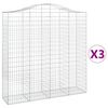 vidaXL Arched Gabion Baskets 3 pcs 200x50x200/220 cm Galvanised Iron
