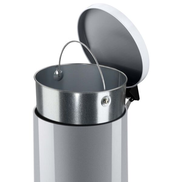 Hailo Pedal Bin Solid M 12L Silver with Galvanized Inner Bin