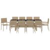 vidaXL Garden Dining Set 11 pcs Beige Poly Rattan