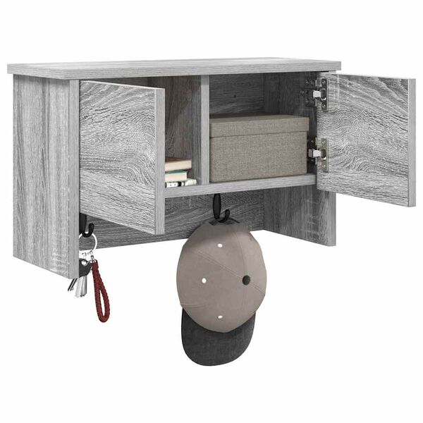vidaXL Wall-Mounted Coat Rack with Shelf Grey sonoma 50 x 20 x 30 cm