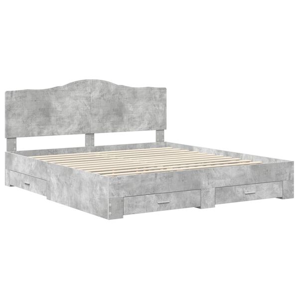 vidaXL Bed Frame Concrete Grey 180 x 200 cm Engineered Wood