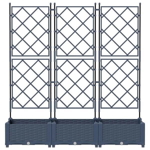 vidaXL Garden Planter 3 pcs Grey 120 x 40 x 125.5 cm Steel