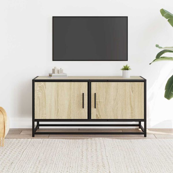 vidaXL TV Cabinet Sonoma Oak 80x34.5x40 cm Engineered Wood and Metal
