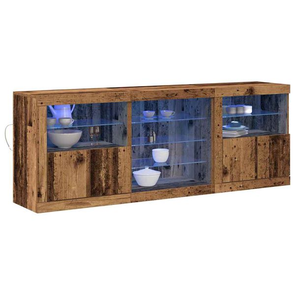 vidaXL LED Sideboard Old Wood 181.5 x 37 x 67 cm Engineered Wood