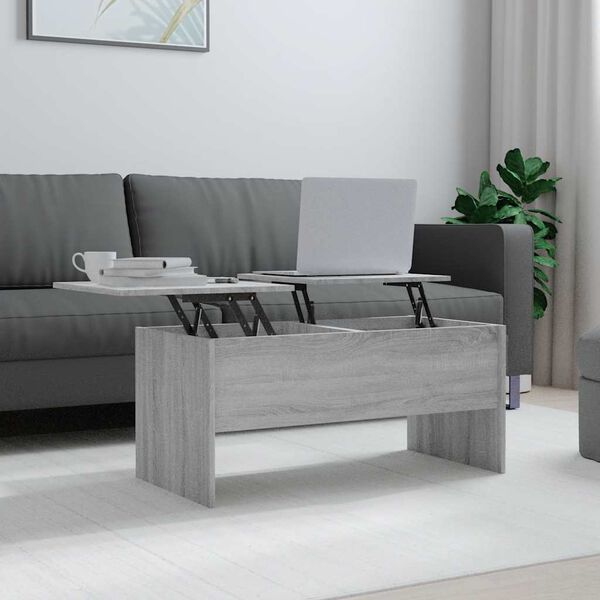 vidaXL Coffee Table Grey Sonoma 102x50.5x46.5 cm Engineered Wood
