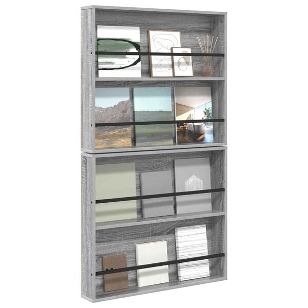 vidaXL Magazine Rack 2 pcs Grey Sonoma 80 x 12 x 70 cm Engineered Wood