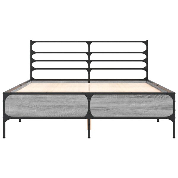 vidaXL Bed Frame without Mattress Grey Sonoma 135x190 cm Double
