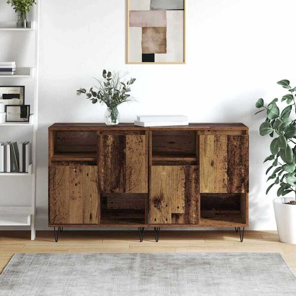 vidaXL Sideboard 2 pcs Old Wood 60 x 35 x 70 cm