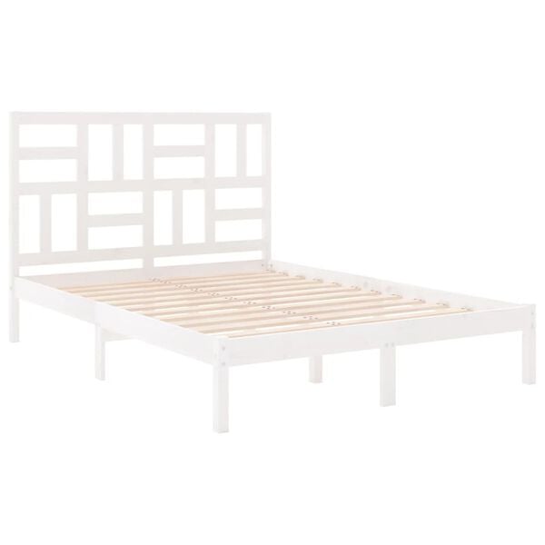 vidaXL Bed Frame without Mattress White Solid Wood 120x190 cm Small Double