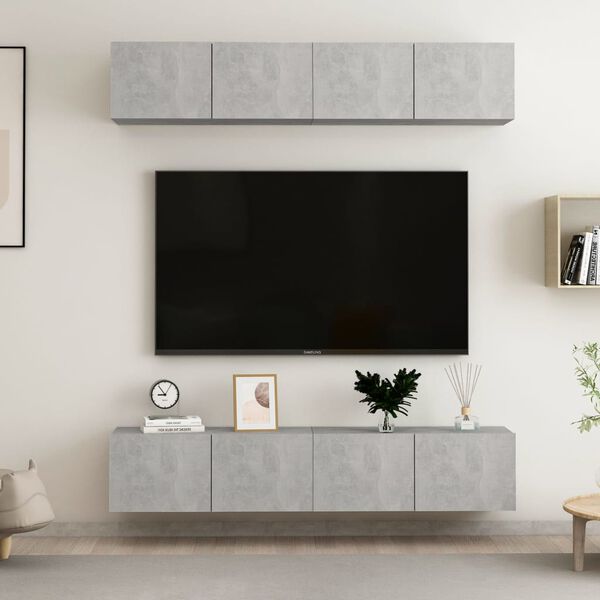 vidaXL TV Cabinets 4 pcs Concrete Grey 80x30x30 cm Engineered Wood
