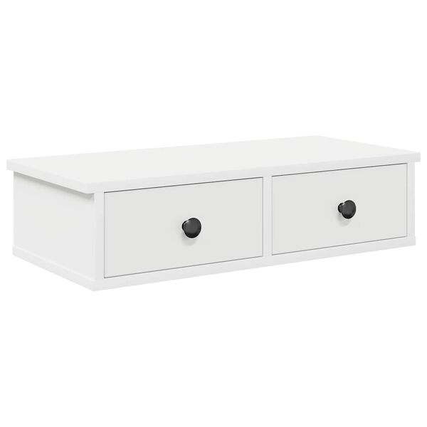vidaXL Wall Shelf with Drawers White 60x28x15 cm Engineered Wood