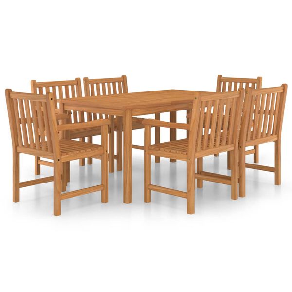 vidaXL 7 Piece Garden Dining Set 150x90 cm Solid Teak Wood