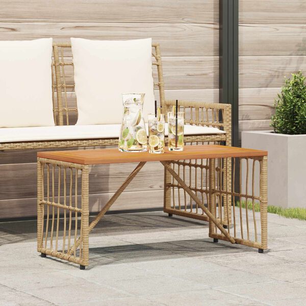 vidaXL Outdoor Table Natural 80 x 40 x 40 cm Steel and Poly Rattan