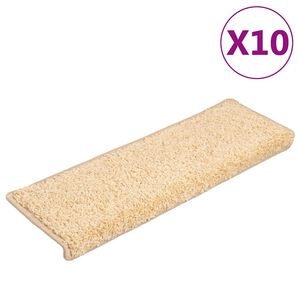 vidaXL Stair Mats 10 pcs 65x21x4 cm Cream Rectangular Edge