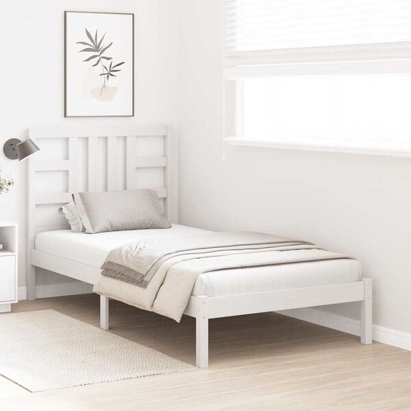 vidaXL Bed Frame without Mattress White 90x190 cm Single Solid Wood